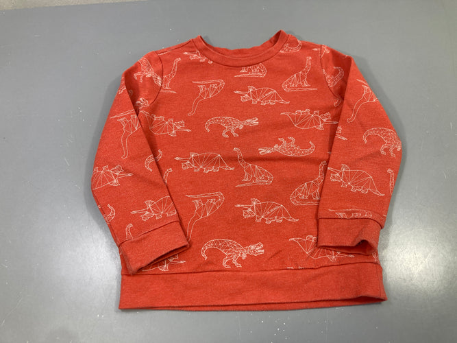 Sweat orangé imprimé dinosaures géométriques Bouloché, moins cher chez Petit Kiwi