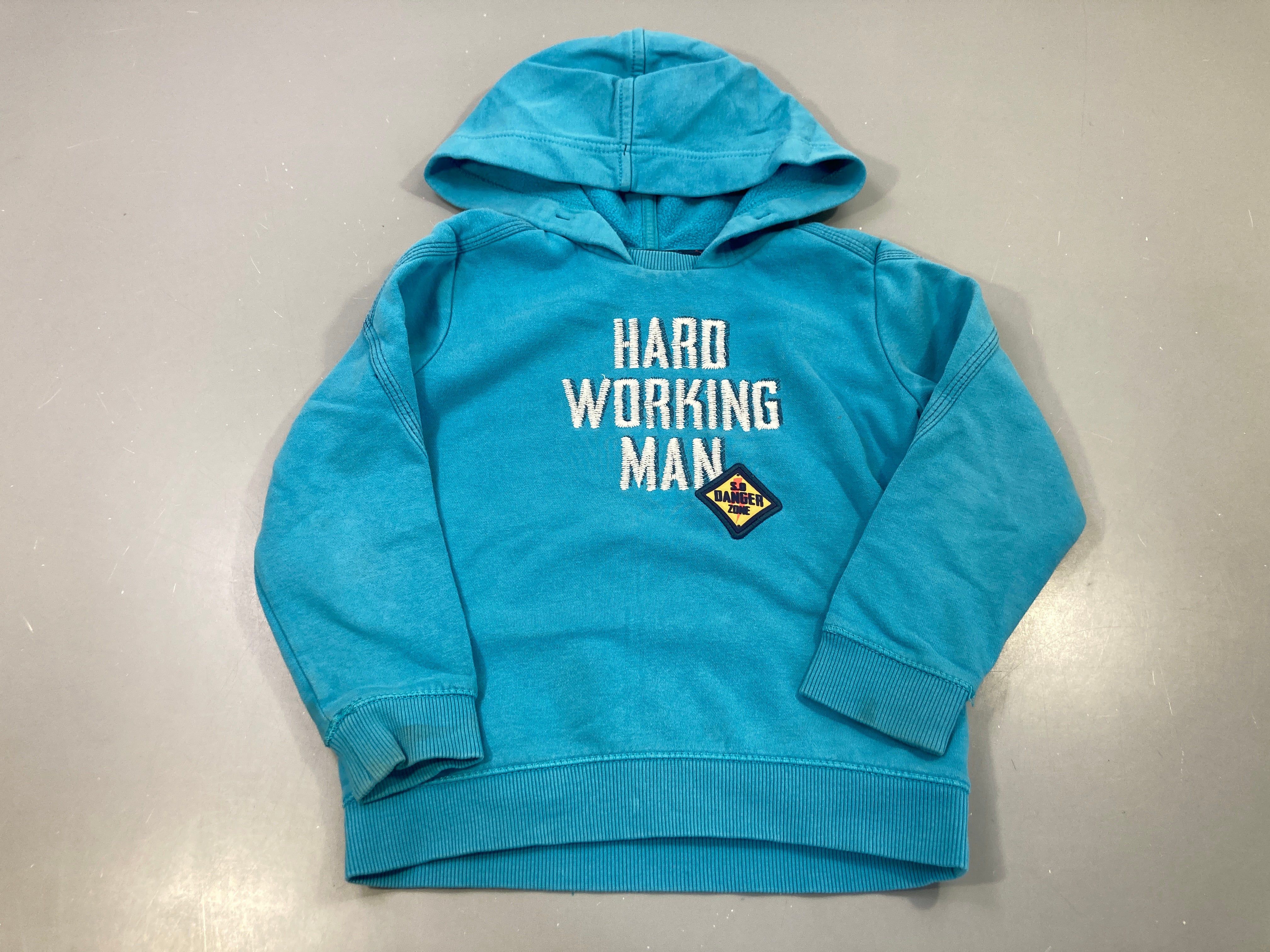 Sweat capuche bleu turquoise imprimé Hard Working Man
