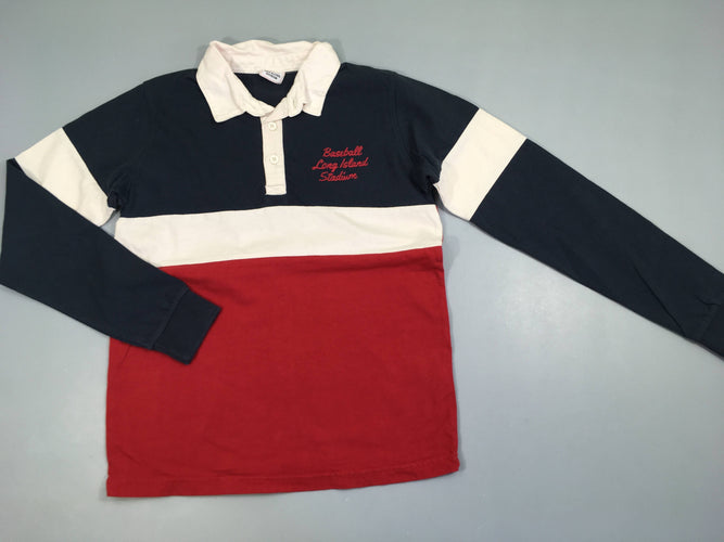 Polo m.l jersey bleu foncé/blanc/rouge baseball, moins cher chez Petit Kiwi