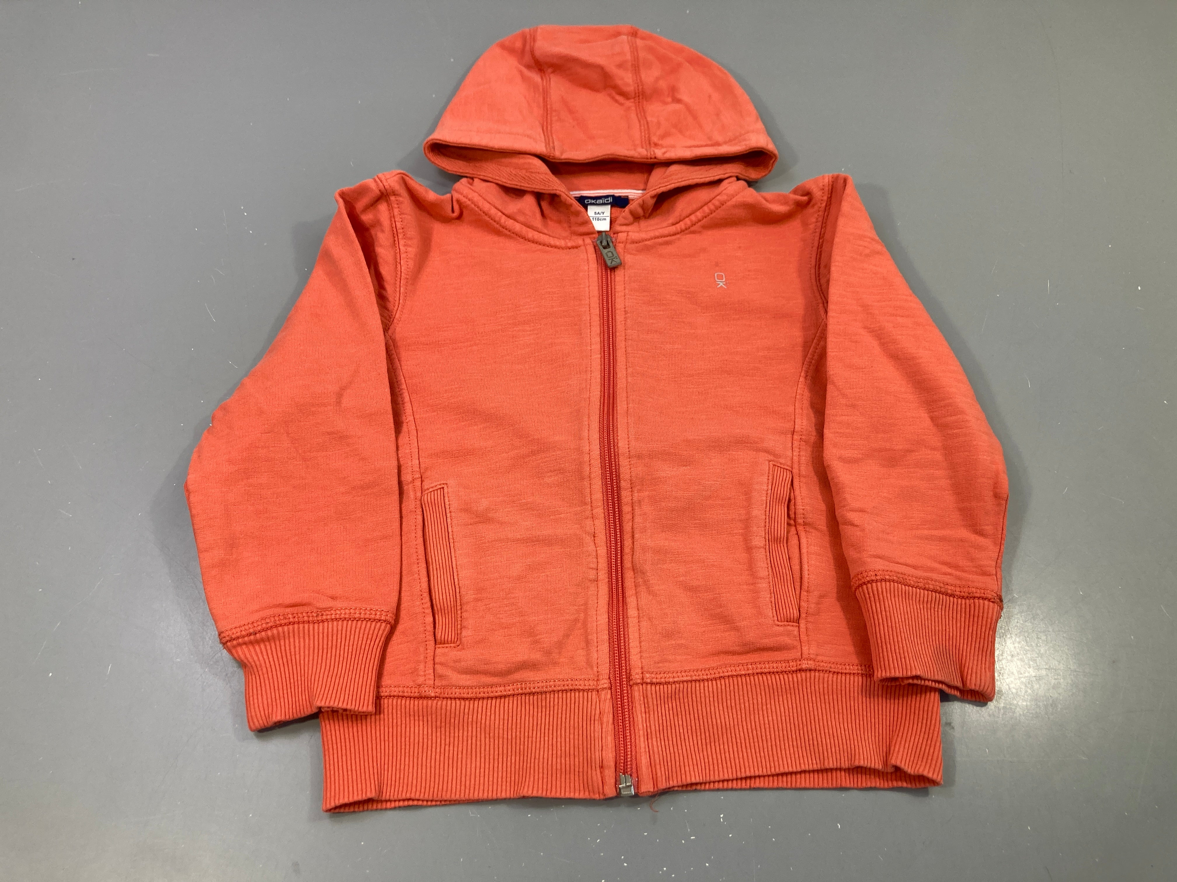 Sweat zippé capuche orange uni