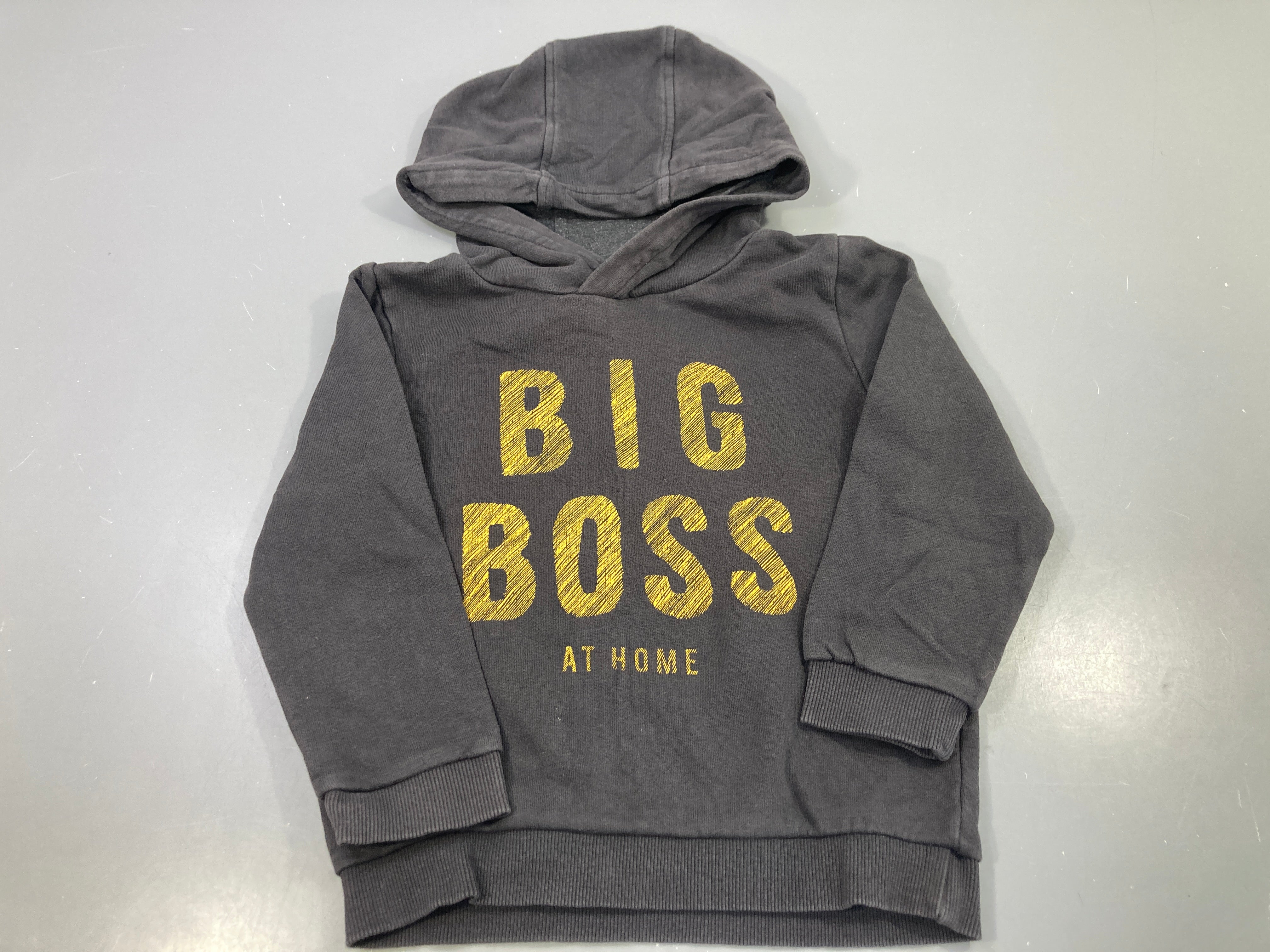 Sweat capuche gris foncé imprimé Big Boss At Home