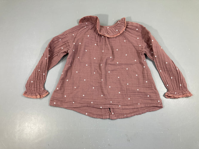 Blouse ml tetra parme étoiles blanches, moins cher chez Petit Kiwi