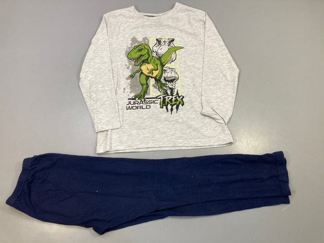Pyjama 2pcs jersey gris T-Rex Jurassic World, bas bleu marine Bouloché, moins cher chez Petit Kiwi