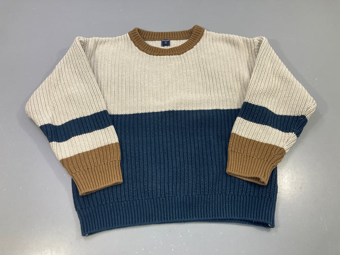 Pull tricolore écru bleu marine camel, moins cher chez Petit Kiwi
