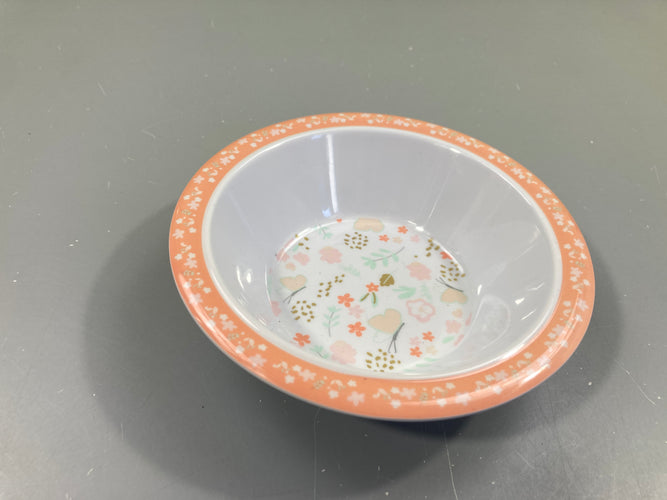 Bol en mélamine blanc/rose fleurs, moins cher chez Petit Kiwi