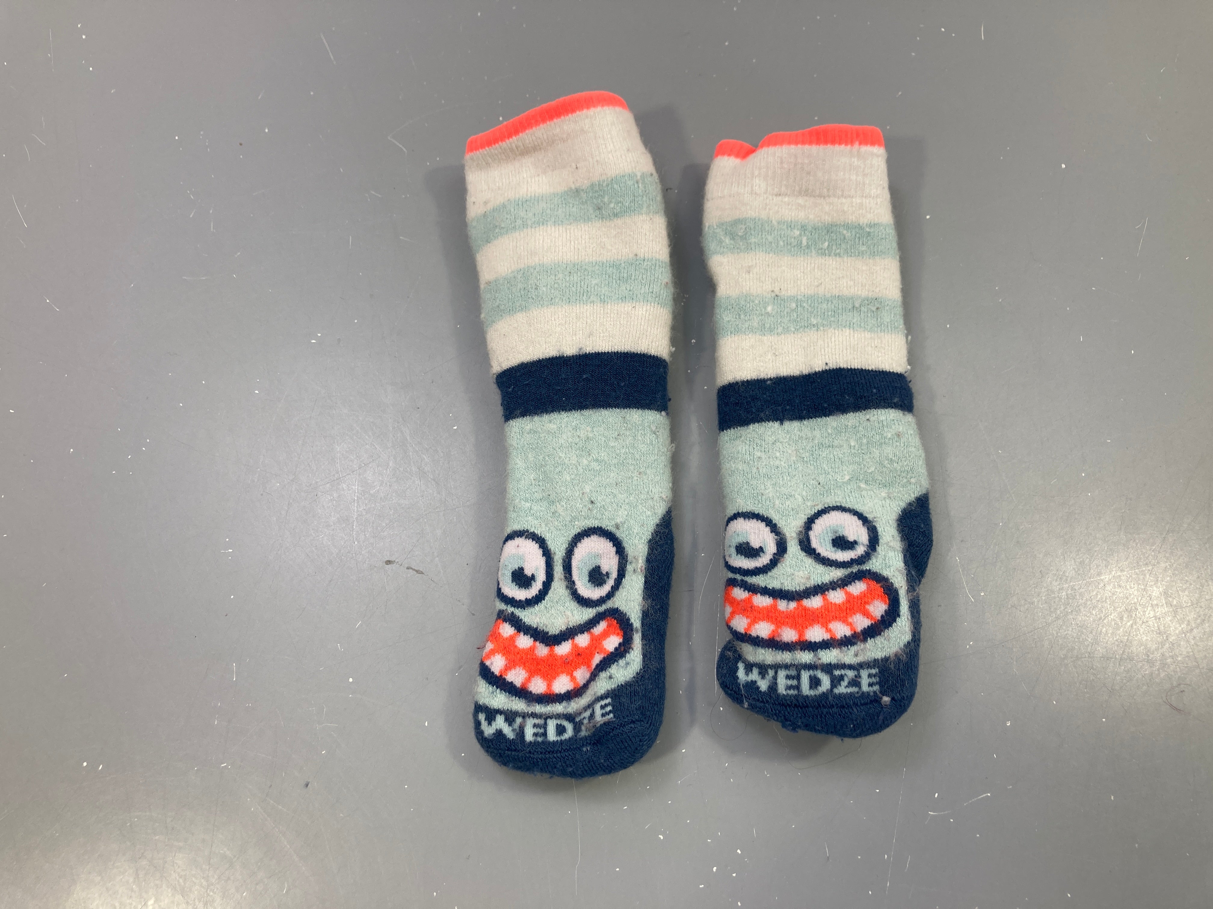 Chaussettes rayées menthes imprimé monstre, Wedze