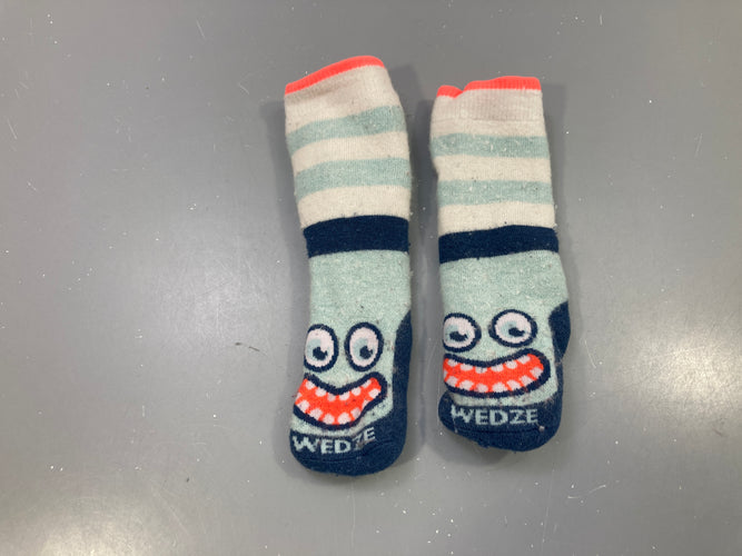 Chaussettes rayées menthes imprimé monstre, Wedze, moins cher chez Petit Kiwi