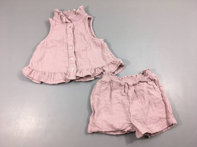 Pyjashort 2pcs jersey lilas texturé, moins cher chez Petit Kiwi