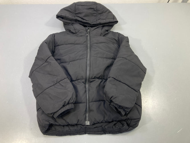 Doudoune zippée capuche noire doublure polaire, moins cher chez Petit Kiwi