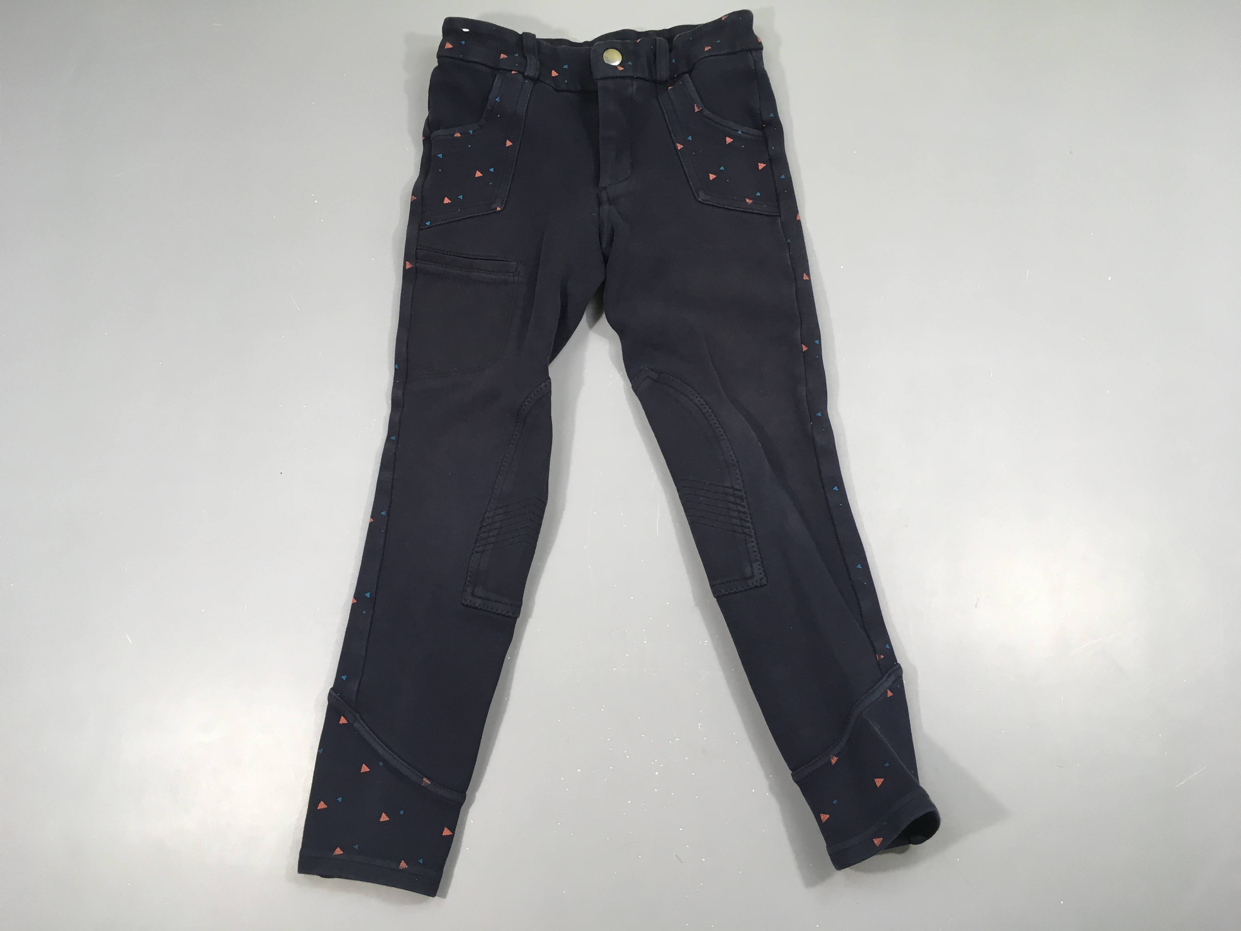 Pantalon d'équitation bleu foncé traingles roses