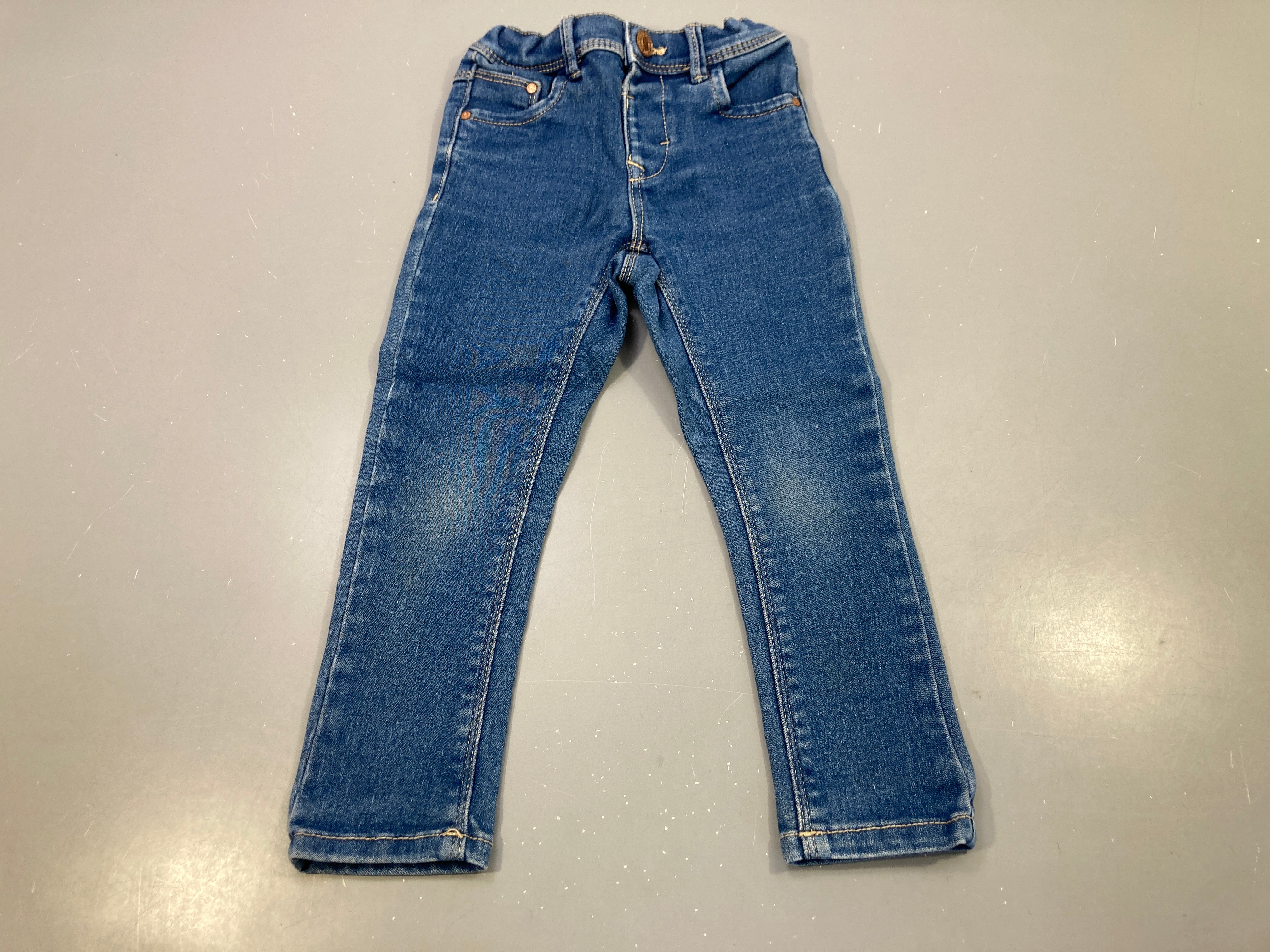 Pantalon jean skinny bleu foncé délavé