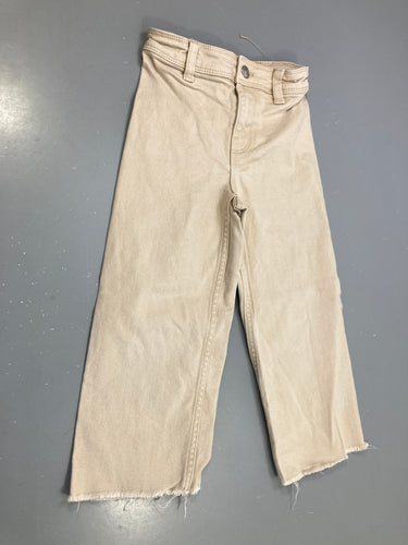 Pantalon jean large beige brut effiloché, moins cher chez Petit Kiwi