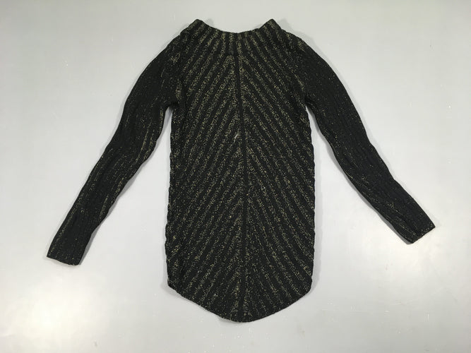 Pull noir col montant ligné biais doré, moins cher chez Petit Kiwi