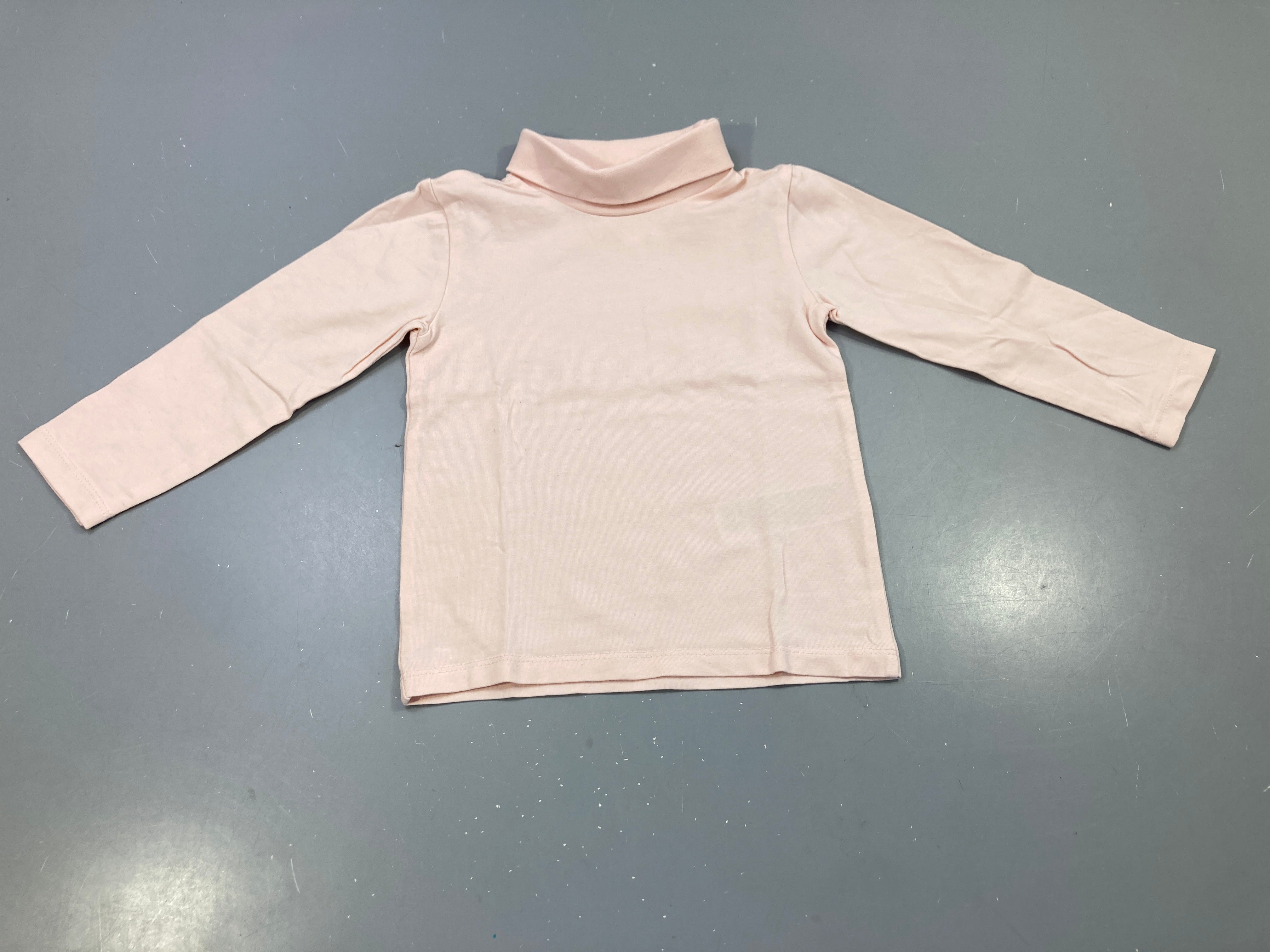 T-shirt m.l col roulé rose pâle uni