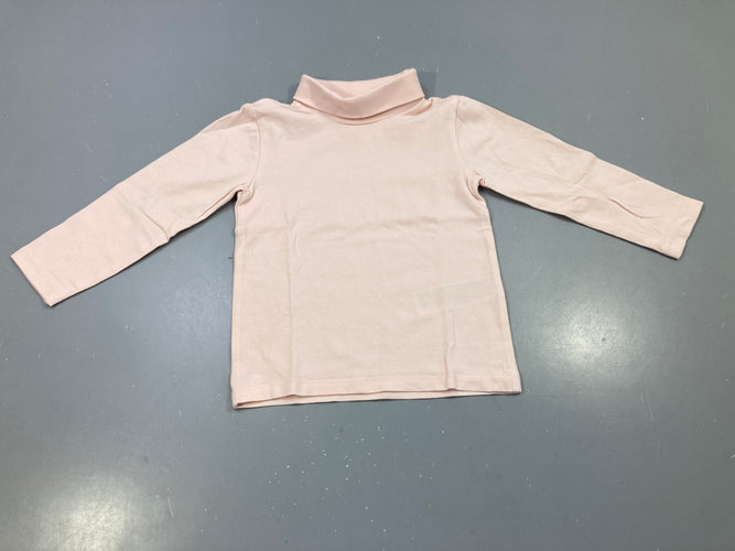 T-shirt m.l col roulé rose pâle uni, moins cher chez Petit Kiwi