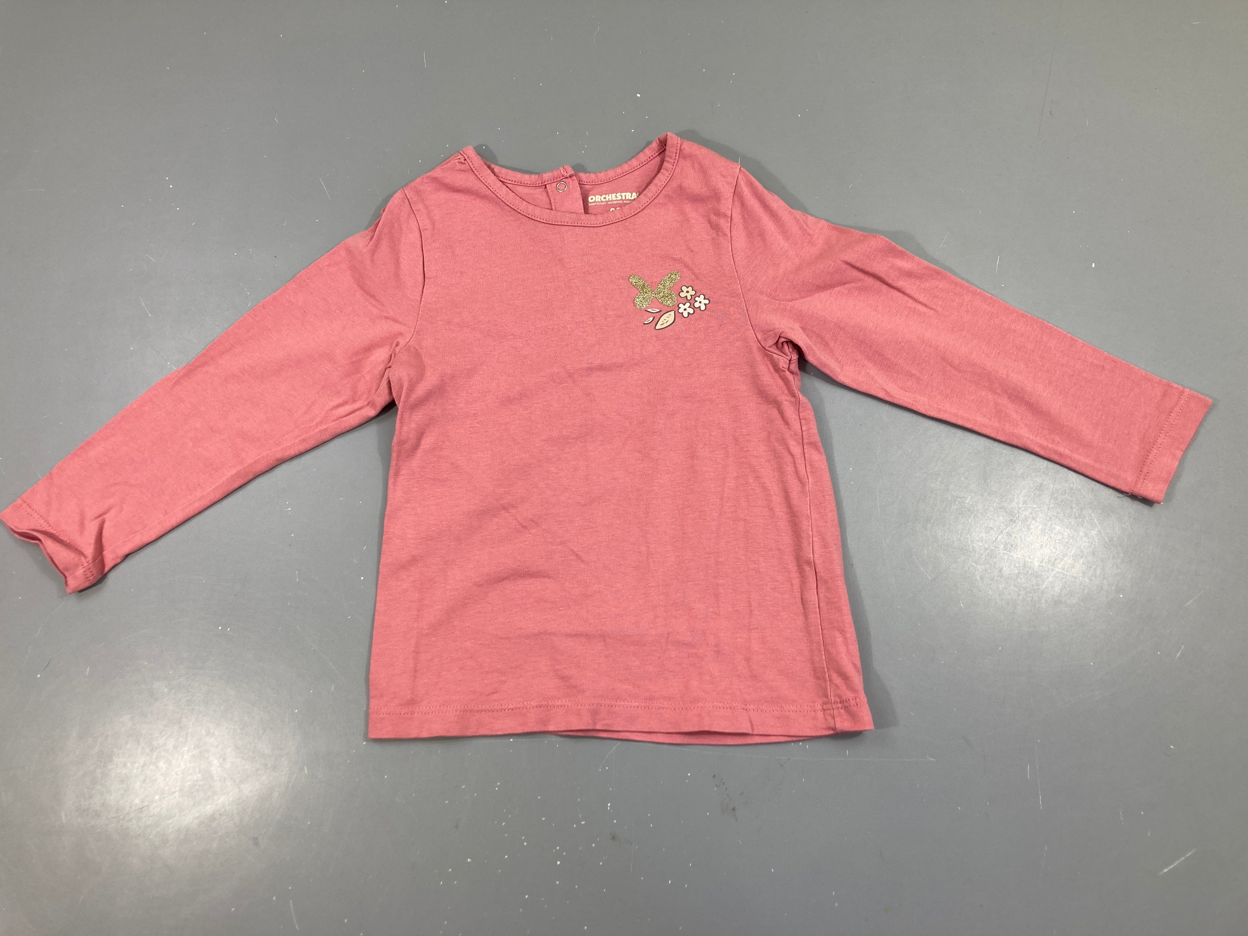 T-shirt m.l rose papillon doré