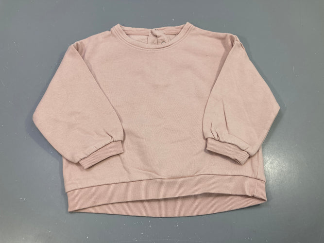 Sweat rose uni boutonné dos, moins cher chez Petit Kiwi