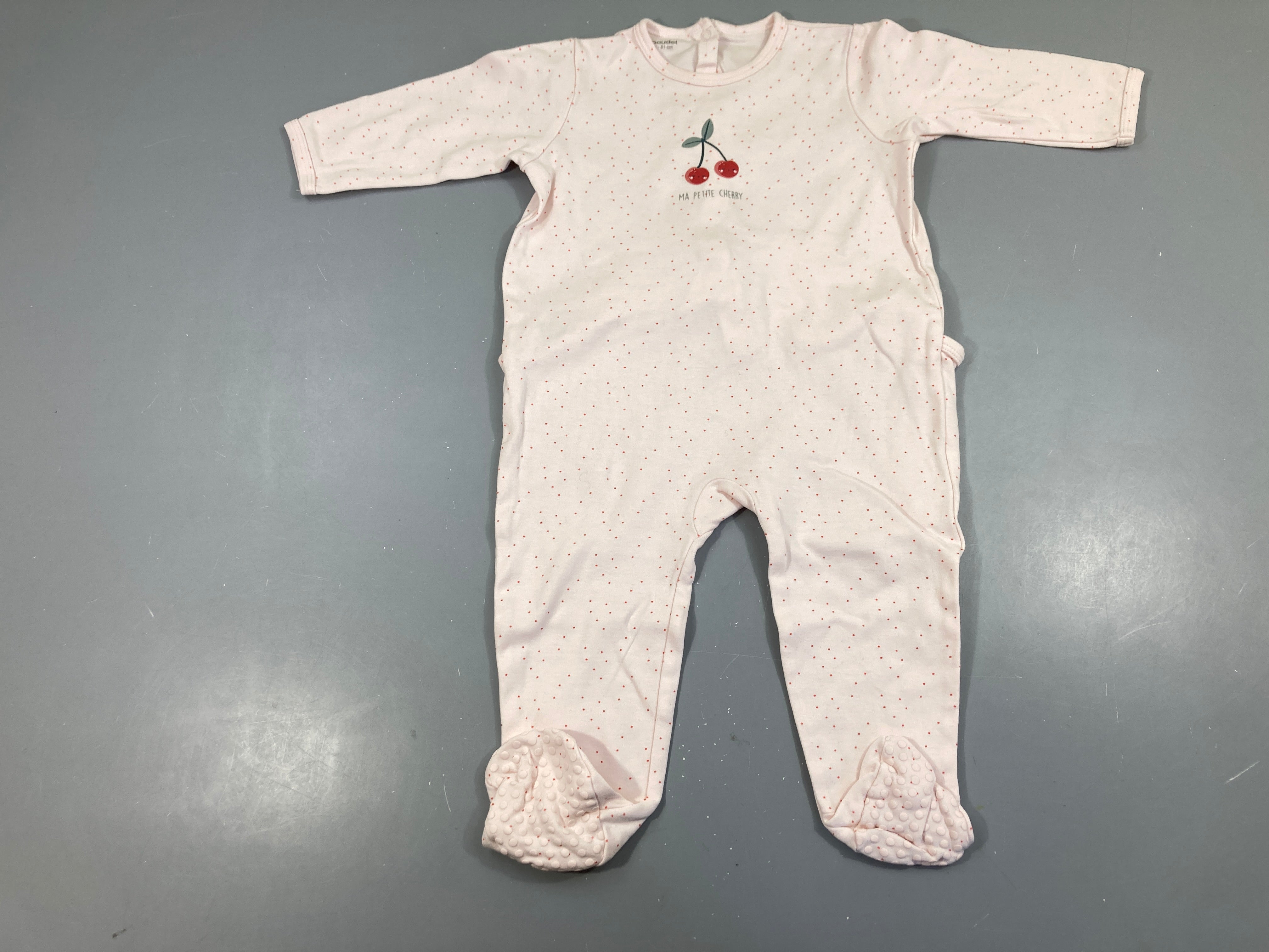 Pyjama molleton rose pois cerises