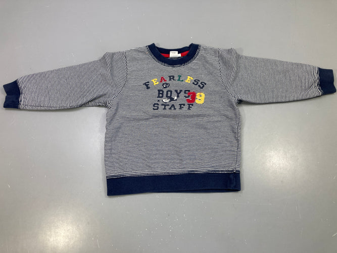 Sweat rayé marine et blanc, Fearless Boys, moins cher chez Petit Kiwi