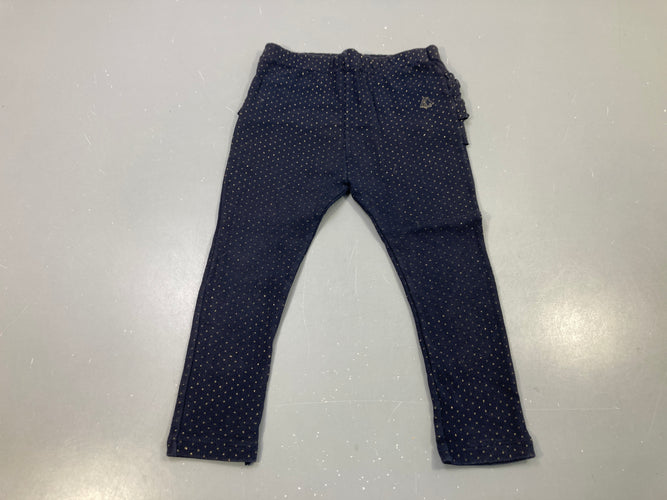 Legging marine pois dorés, moins cher chez Petit Kiwi