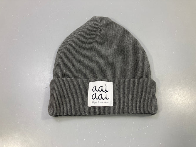 Bonnet jersey côtelé gris chiné, aai aai, moins cher chez Petit Kiwi