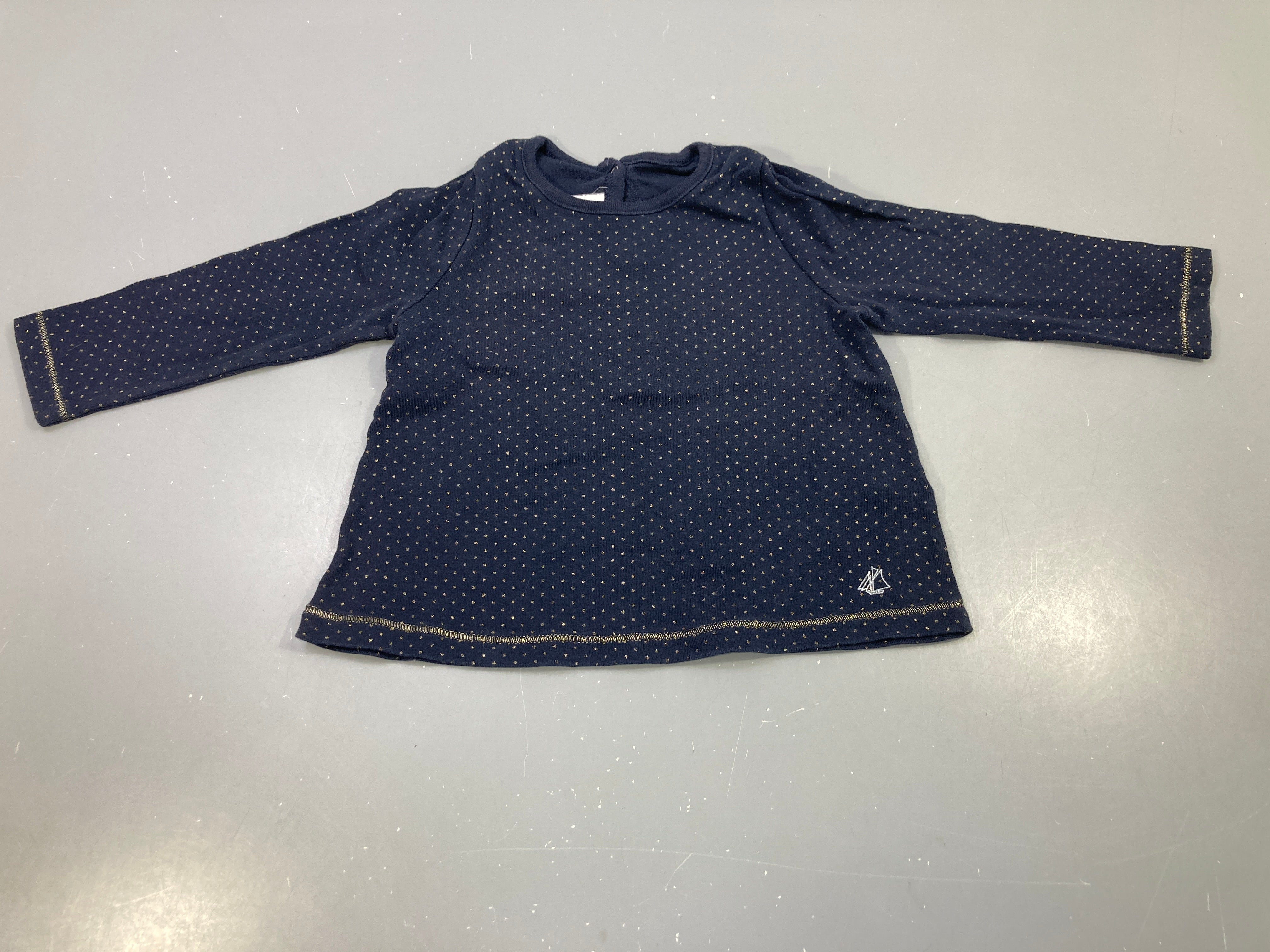 T-shirt m.l marine à pois dorés