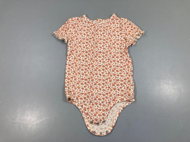 Body m.c côtes blanc fleurs, moins cher chez Petit Kiwi