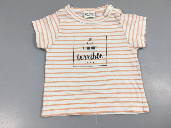 T-shirt m.c blanc rayé orange terrible, moins cher chez Petit Kiwi
