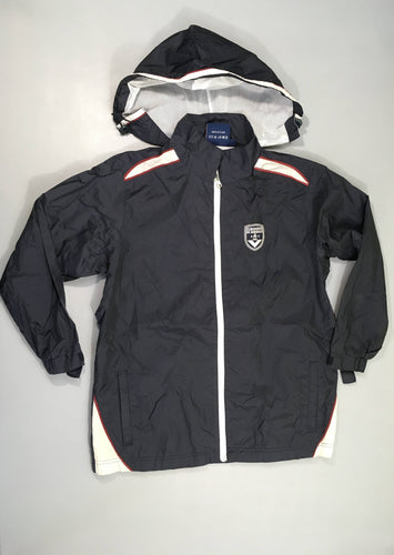 Veste style k-way zippée bleu foncé girondins de bordeaux à capuche, moins cher chez Petit Kiwi
