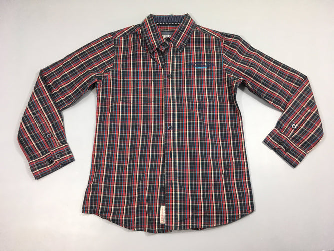 Chemise m.l carreaux bleu foncé/rouge worldwide, moins cher chez Petit Kiwi