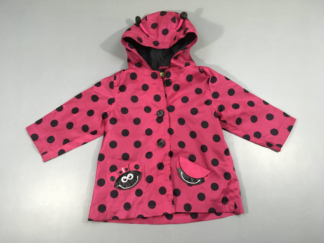 Coupe-vent rose pois à capuche coccinelle, moins cher chez Petit Kiwi