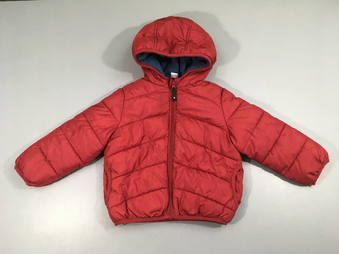Doudoune rouge doublé polar à capuche, moins cher chez Petit Kiwi