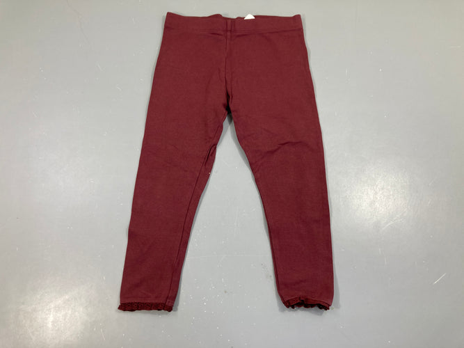 Legging bordeaux bas dentelles, moins cher chez Petit Kiwi