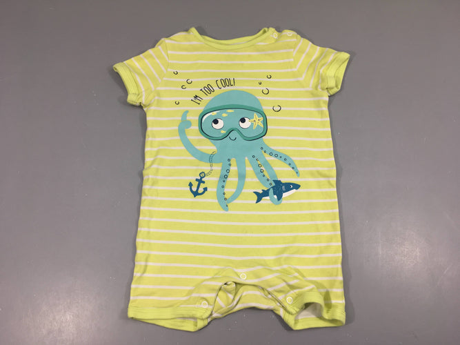 Combishort jersey jaune rayé blanc pieuvre, moins cher chez Petit Kiwi