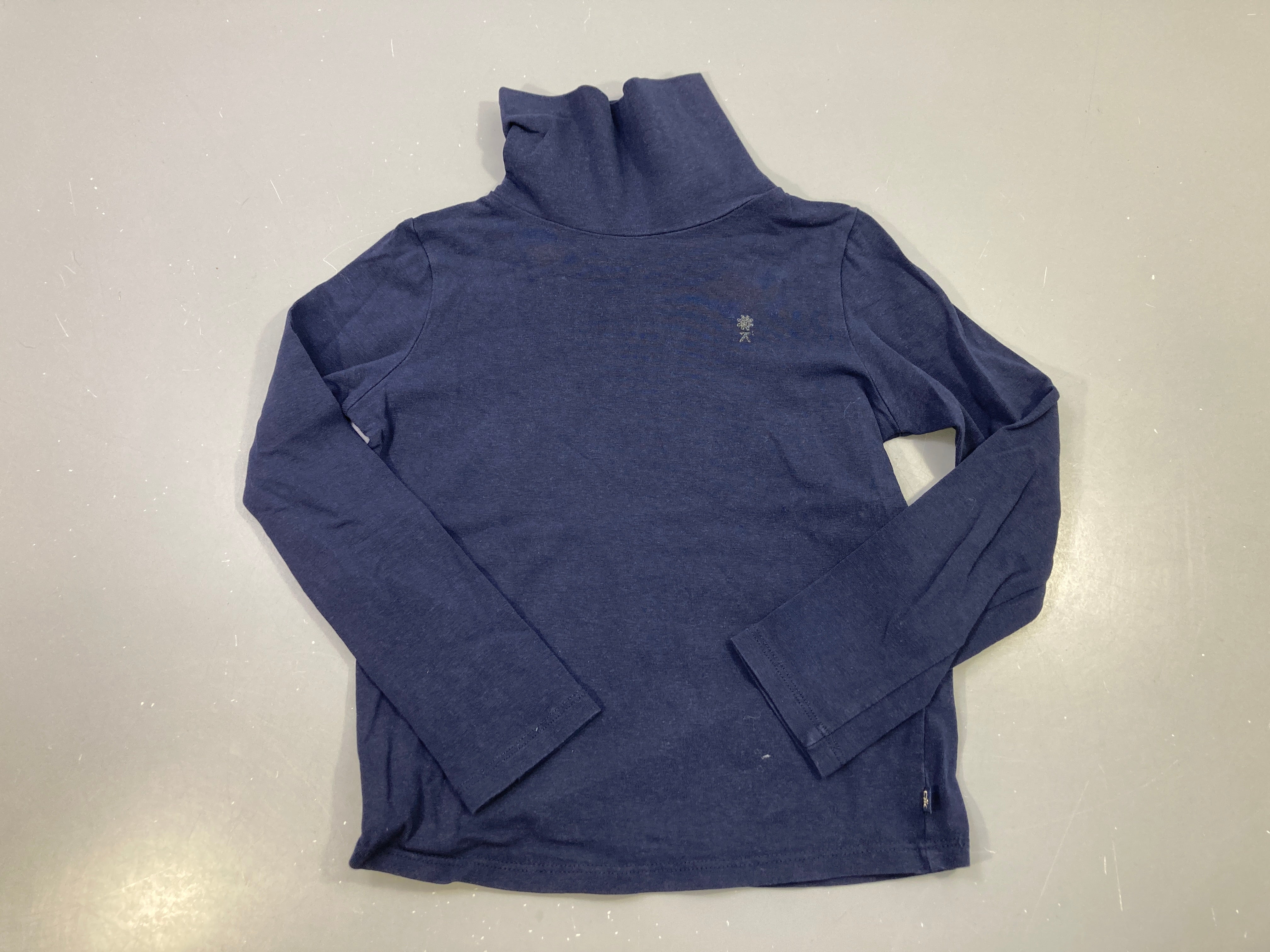 T-shirt m.l col roulé bleu marine uni