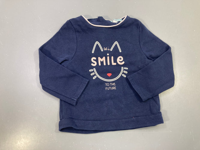 Sweat bleu marine imprimé chat s.mile, moins cher chez Petit Kiwi
