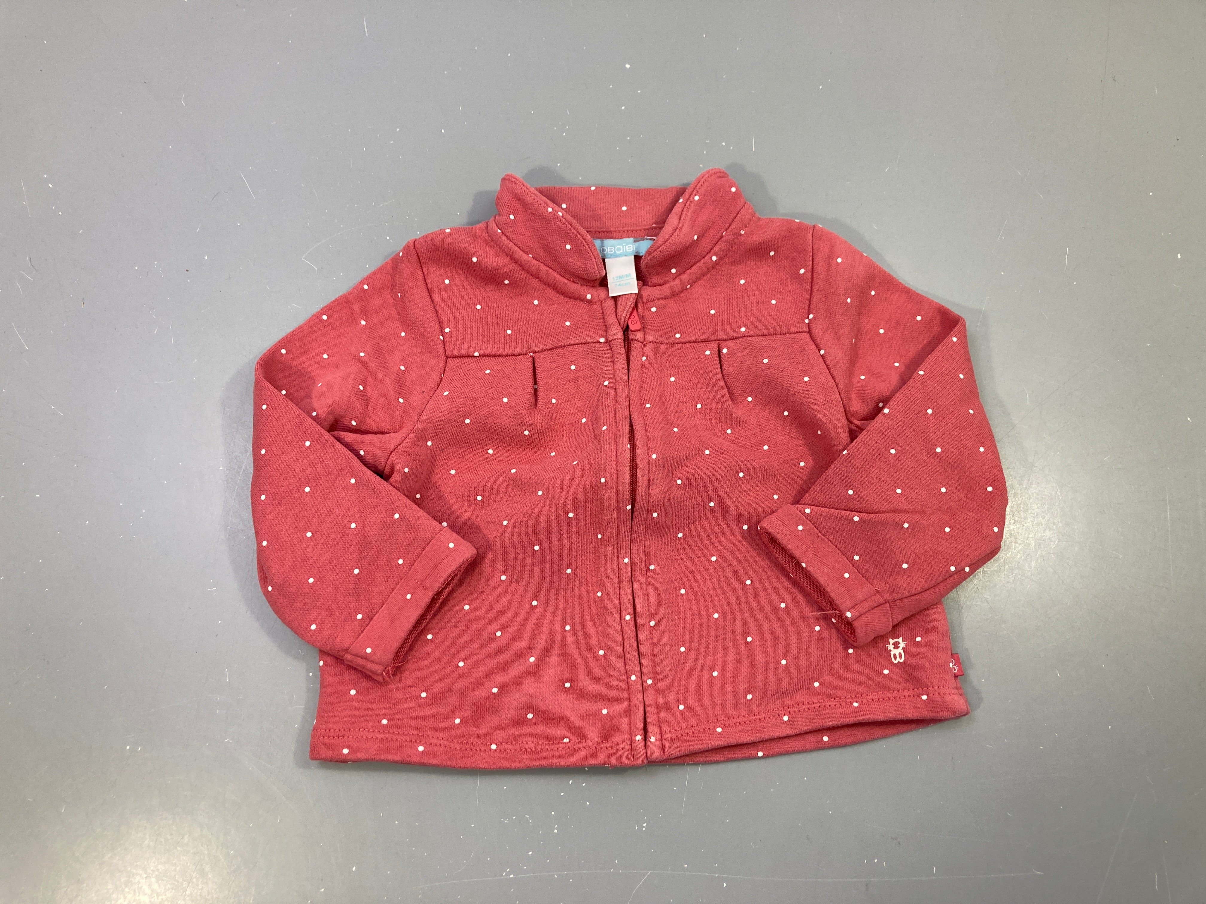 Gilet zippé terracotta à pois blancs