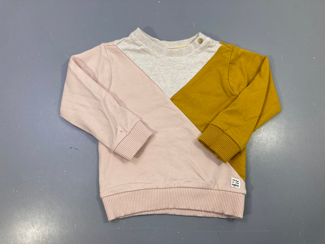 Sweat coloRobelock rose/écru chiné/moutarde, moins cher chez Petit Kiwi