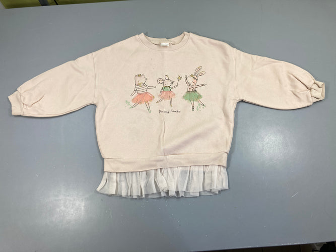 Sweat oversize rose pâle animaux danse, tulle, moins cher chez Petit Kiwi
