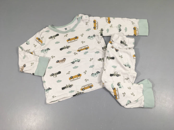 Pyjama 2pcs jersey blanc autos, moins cher chez Petit Kiwi