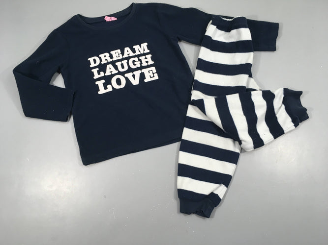 Pyjama 2 pcs polar bleu marine Love, moins cher chez Petit Kiwi