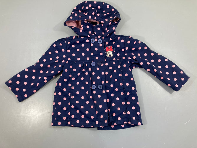 Veste bleu foncé pois à capuche Minnie, moins cher chez Petit Kiwi