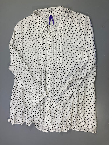 Blouse m.l blanche à pois noirs, plissée, Séraphine, moins cher chez Petit Kiwi