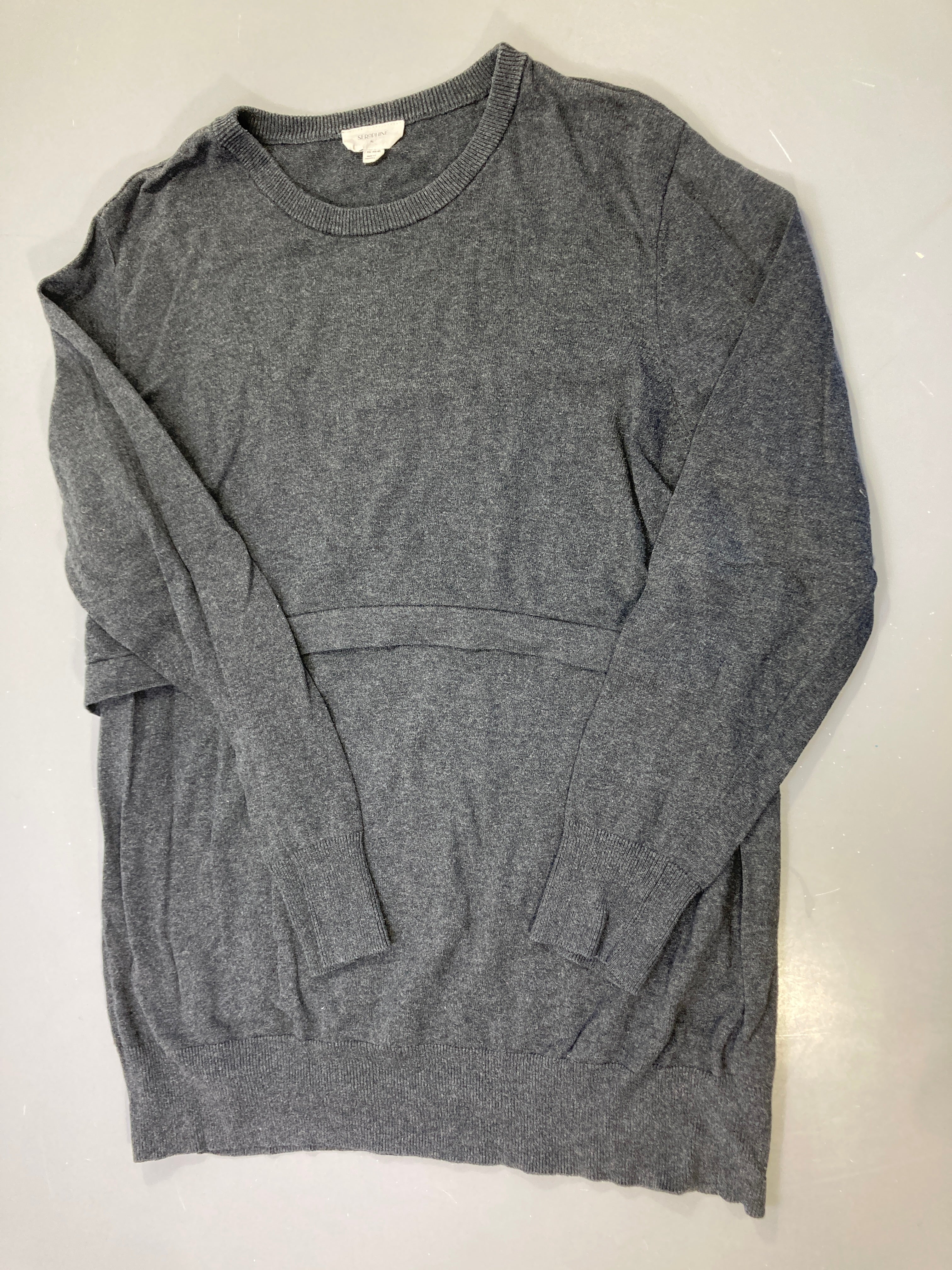 Pull d'allaitement gris chiné, allaitement, Séraphine