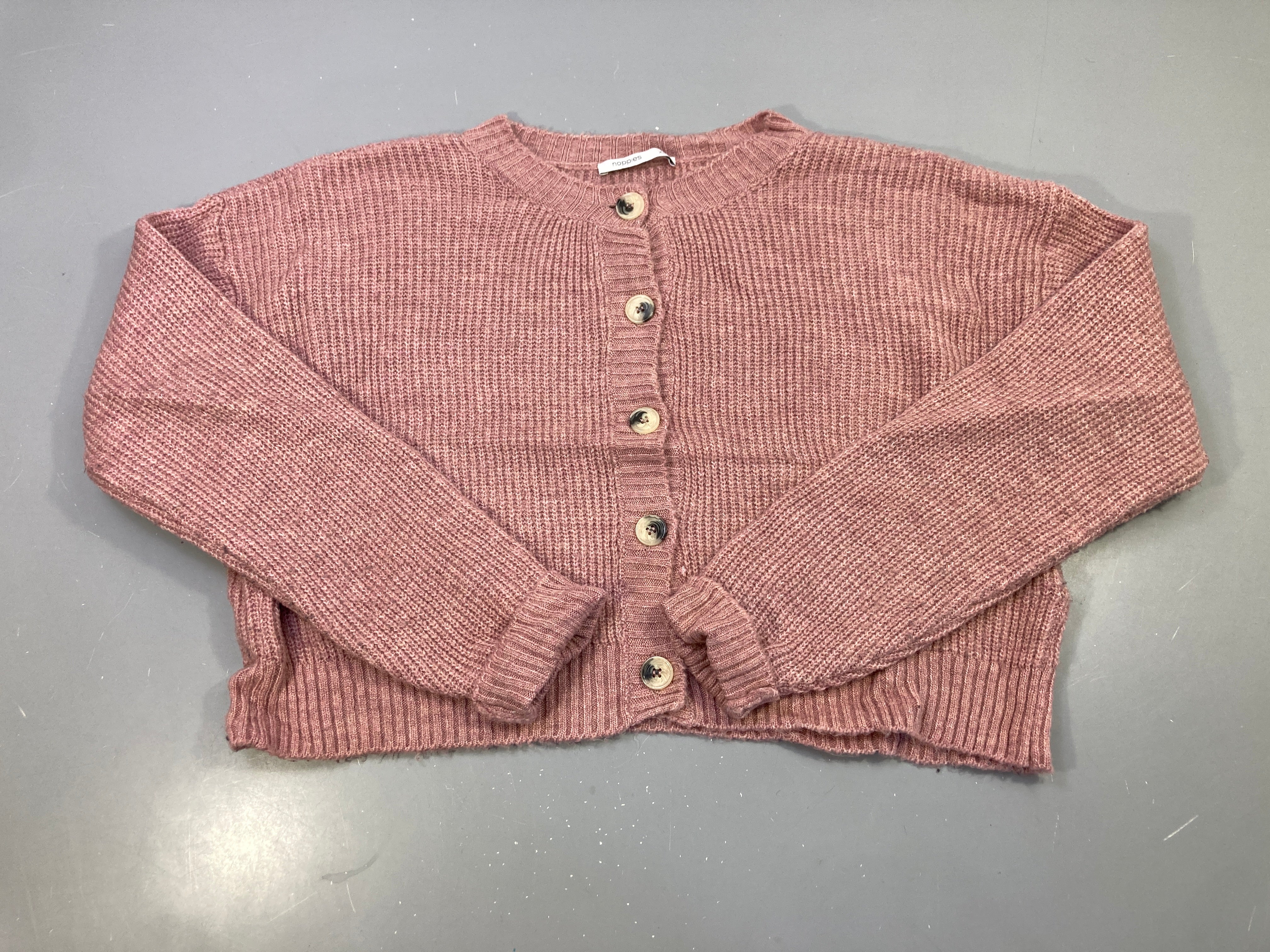 Gilet rose poudré tricot côtelé