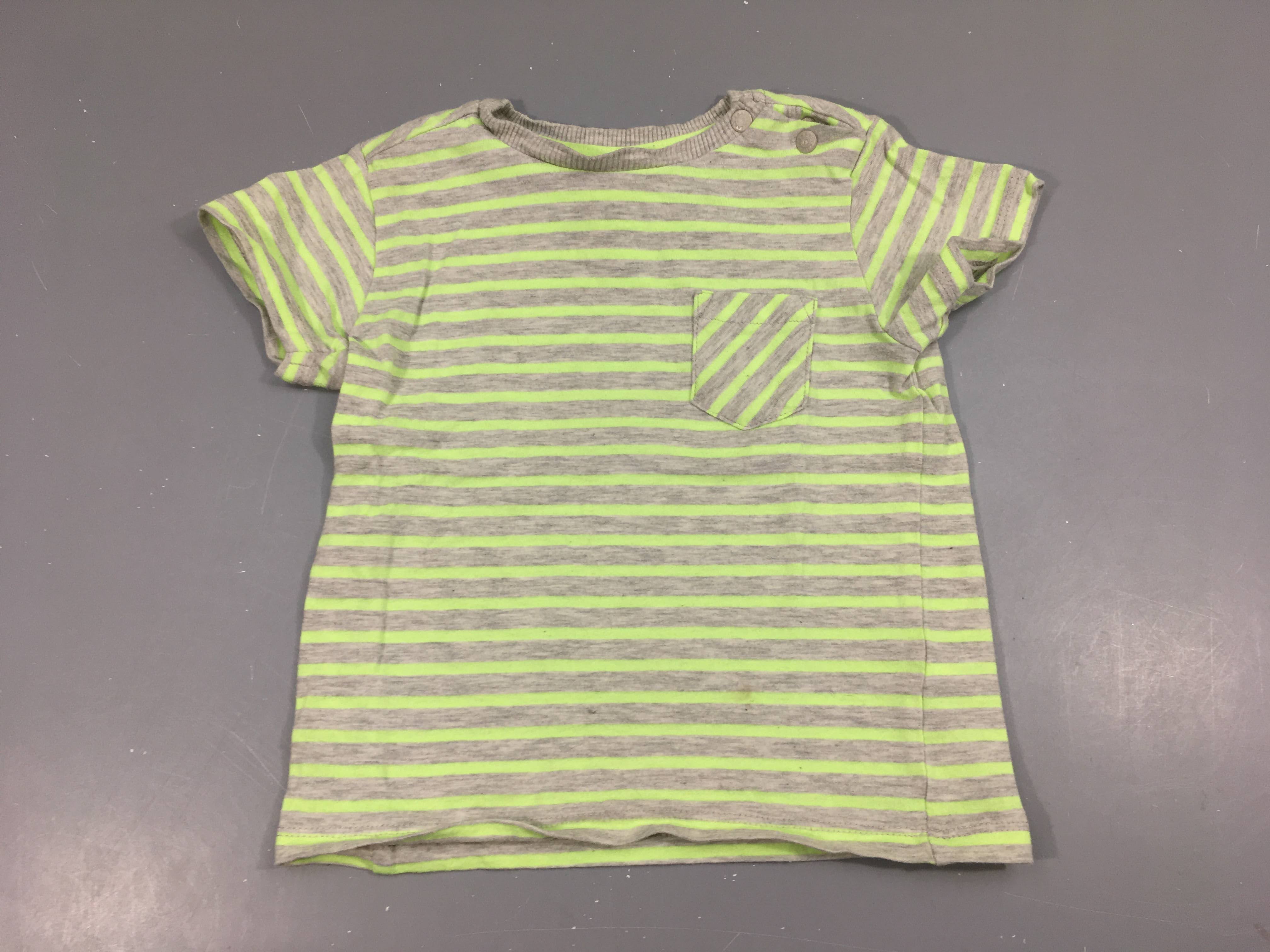 T-shirt m.c gris chiné rayé vert
