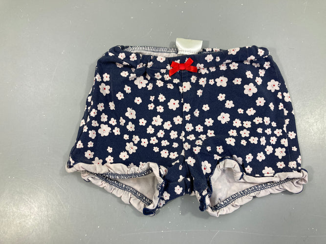 Short jersey bleu foncé fleuri, moins cher chez Petit Kiwi