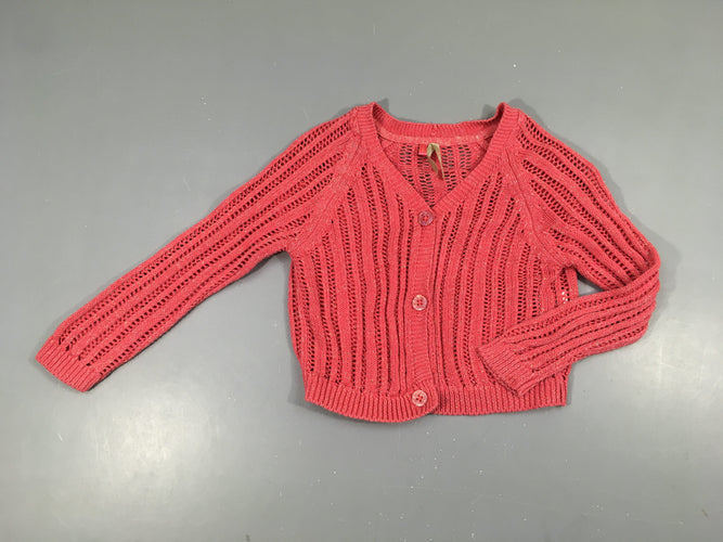Gilet rose ajouré fil irisé, moins cher chez Petit Kiwi