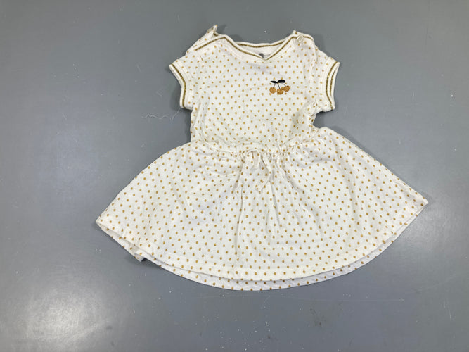 Robe m.c jersey blanc pois cerises, moins cher chez Petit Kiwi