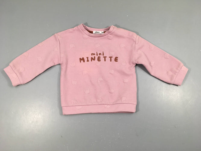 Sweat texturé rose Minette, moins cher chez Petit Kiwi